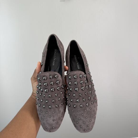 Donald J PLINER Loyd Studded Gray Suede Leather Loafers Size 8 M EUC - Picture 7 of 8